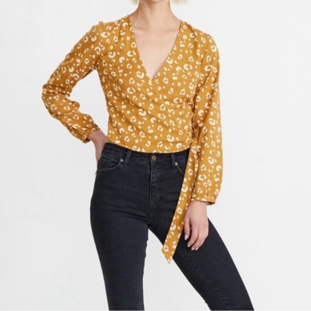 Marine Layer- Carmen Animal Print Wrap Top